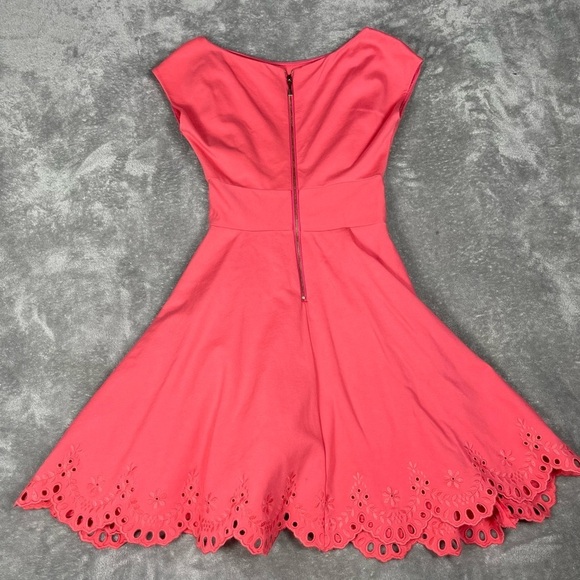 Kate Spade Dress Sz XXS Ponte Bateau Neckline Eyelet Feminine Fit and Flare Mini - Picture 8 of 12